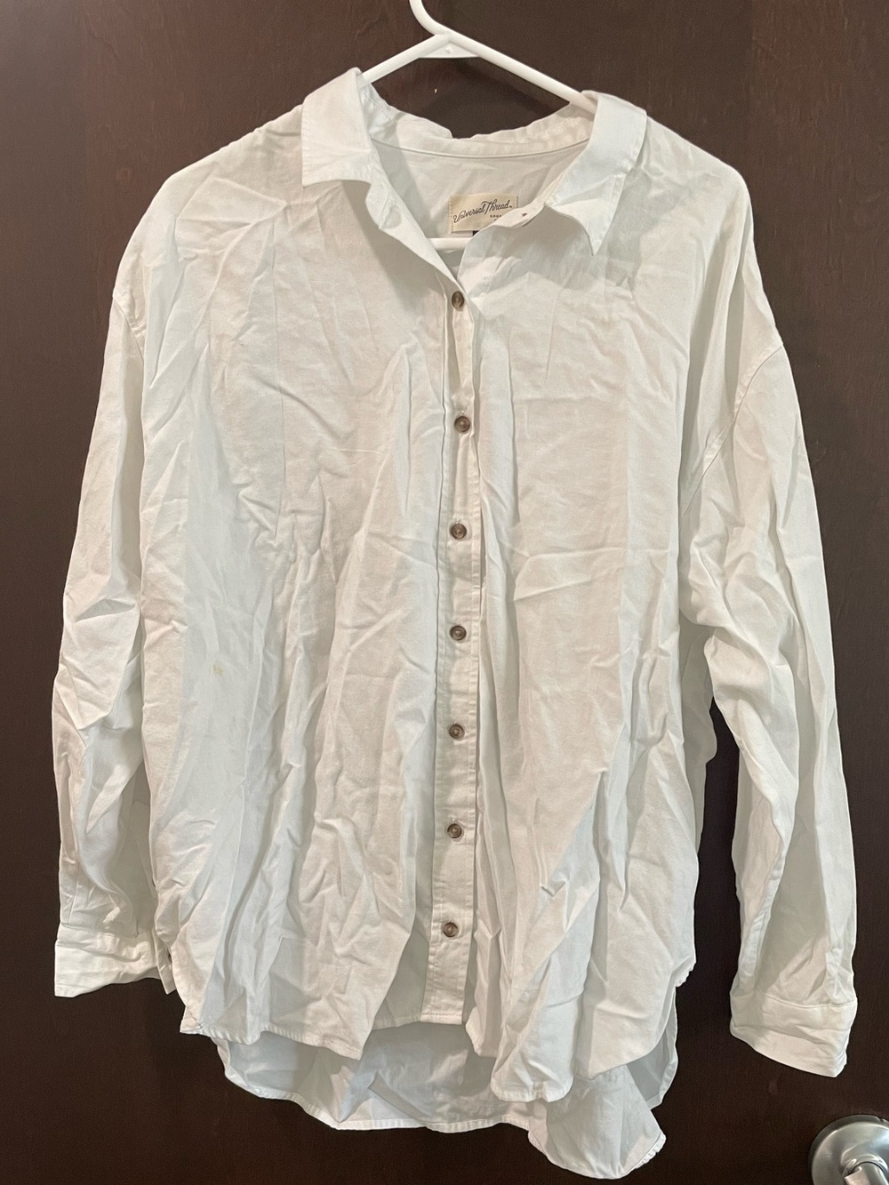 Universal Thread Womens White Long-Sleeve Button-Down Shirt Oversized Fit XL